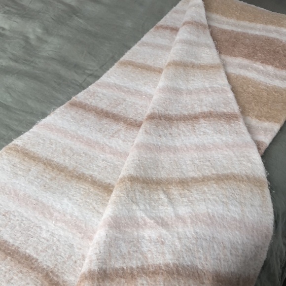 Striped Seriphina Faux Mohair Throw Blanket Peach Cream - Picture 3 of 6